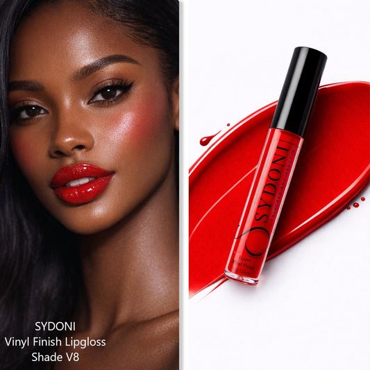 SYDONI LUSTRE VINYL FINISH LIPGLOSS SHADE V8 - Vibrant True Red with Warm Undertone
